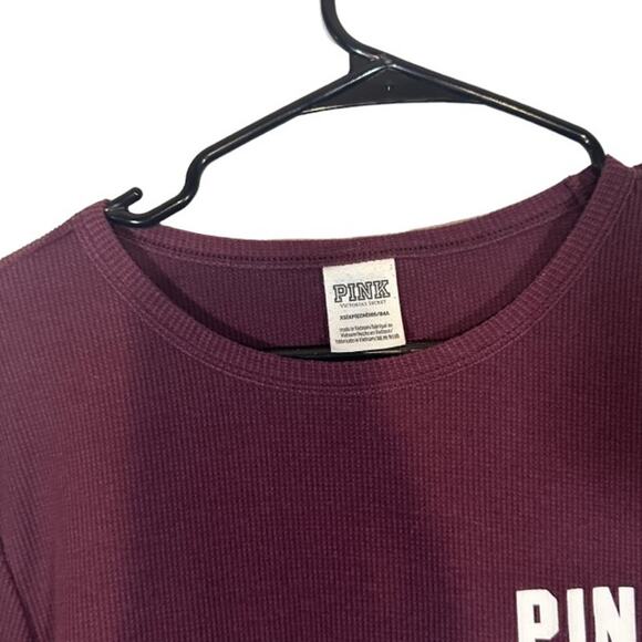 Victoria's Secret Maroon Long Sleeve Waffle Knit Athletic T-Shirt Women Sz XS - Picture 3 of 7